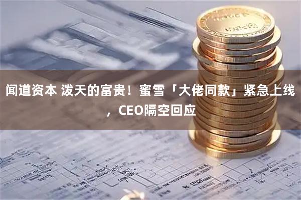 闻道资本 泼天的富贵！蜜雪「大佬同款」紧急上线，CEO隔空回应