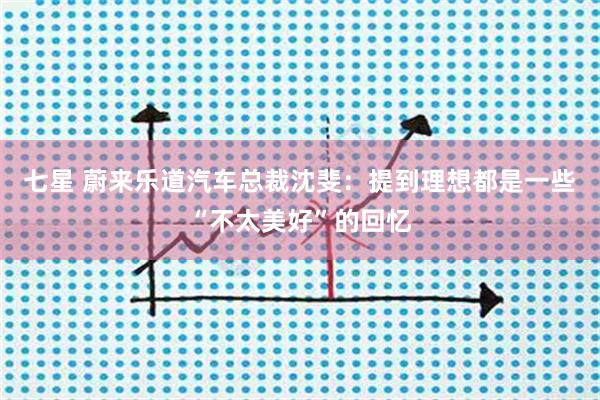 七星 蔚来乐道汽车总裁沈斐：提到理想都是一些“不太美好”的回忆